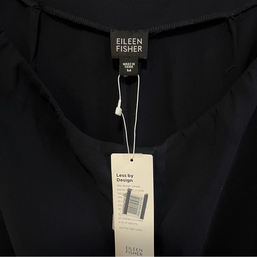Eileen Fisher Medium Navy Blue Silk Blend Pants Trousers New - Picture 3 of 5